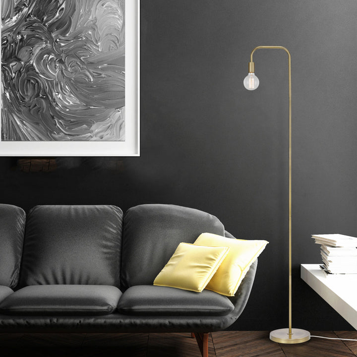 Kazutaka 70" Arched Floor Lamp 17 Stories Base Finish: Matte Brass