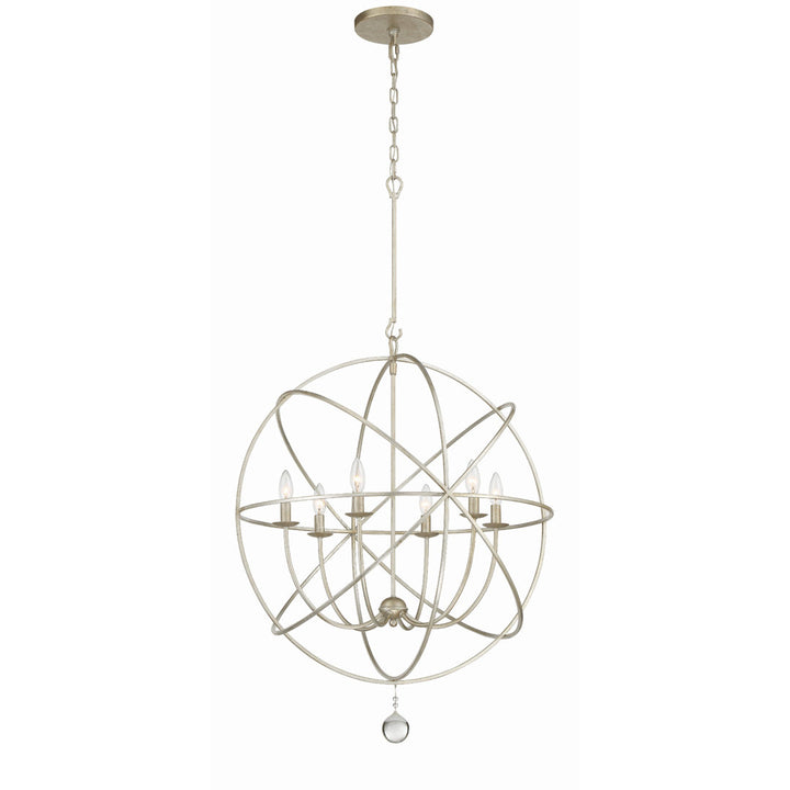 Jayden 6 - Light Statement Globe Chandelier with Hand Blown Glass Accents Greyleigh™ Size: 123.5" H x 28.5" W x 28.5" D Finish: Olde Silver
