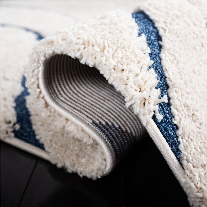 Ashal Abstract Cream/Blue Area Rug Wade Logan® Rug Size: Round 10'