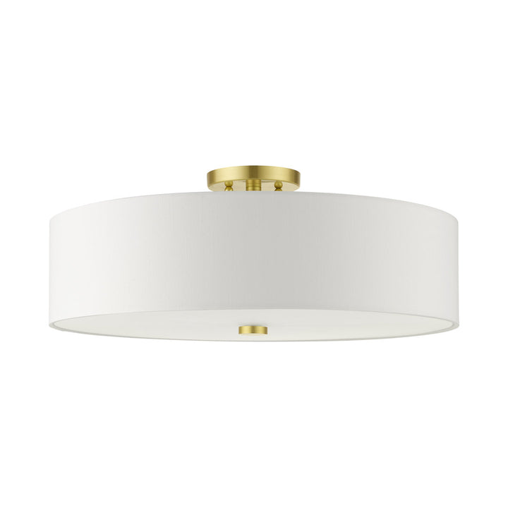 Flaire 5-Light 22" Semi Flush Mount Joss & Main Shade Color: Off-White Fixture Finish: Satin Brass