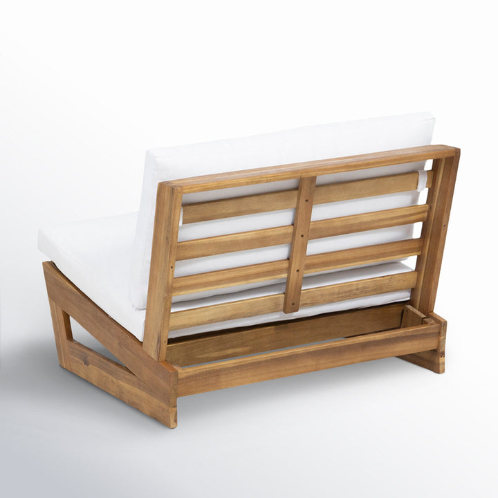Louise Patio Chair with Cushions AllModern Frame Color/Cushion Color: Teak Frame/White Cushion