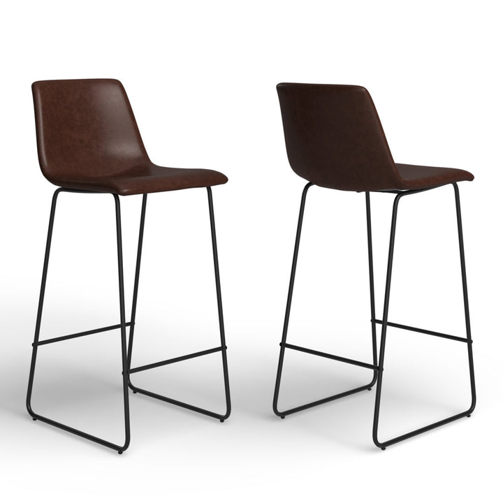 Liekele Upholstered Counter Height Modern Dining Stools by Flash Furniture (Set of 2) Ivy Bronx Seat Height: Bar Stool ( 30” Seat Height), Upholstery: Dark Brown Faux Leather