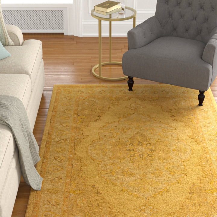 Eaddy Oriental Hand-Tufted Wool Bright Gold/Butter Area Rug Charlton Home® Rug Size: Rectangle 5' x 8'