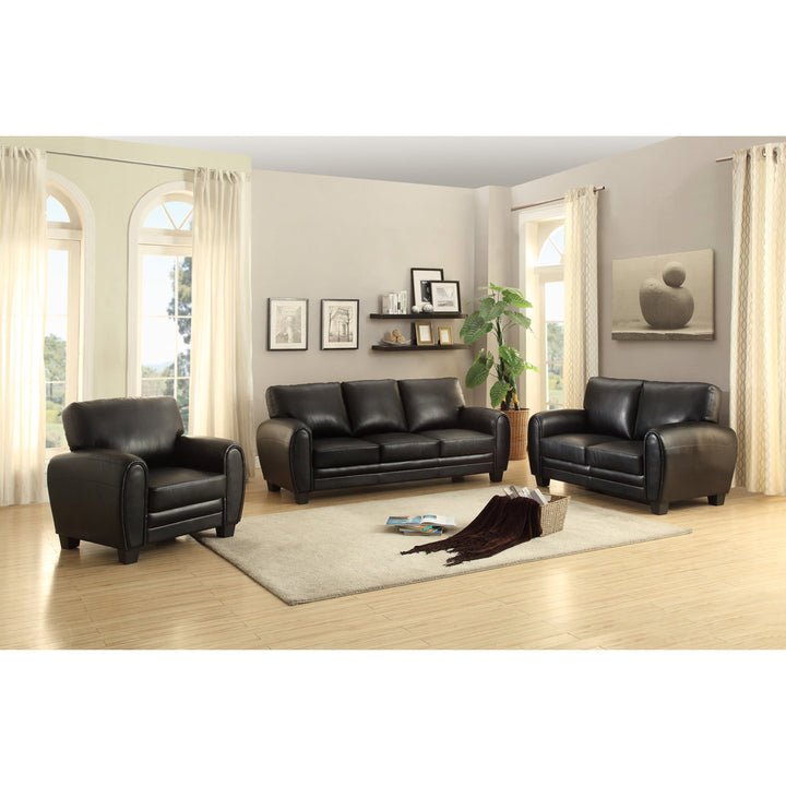 Coombs 85" Faux Leather Round Arm Sofa Lark Manor™ Upholstery Color: Black Faux Leather