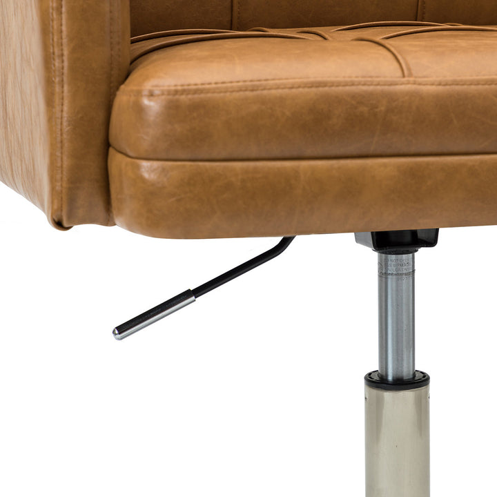 Auric Mid-Century Modern Vegan Leather Height-Adjustable Swivel Office Chair Wade Logan® Upholstery Color: Camel