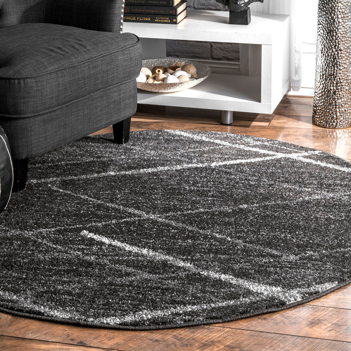 Amiia Abstract Power Loom Performance Dark Gray Rug Wrought Studio™ Rug Size: Oval 4' x 6'