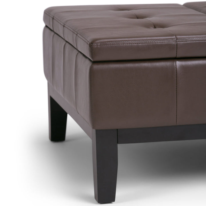 Dover Square Coffee Table Storage Ottoman,Assembled Simpli Home Fabric: Chocolate Brown