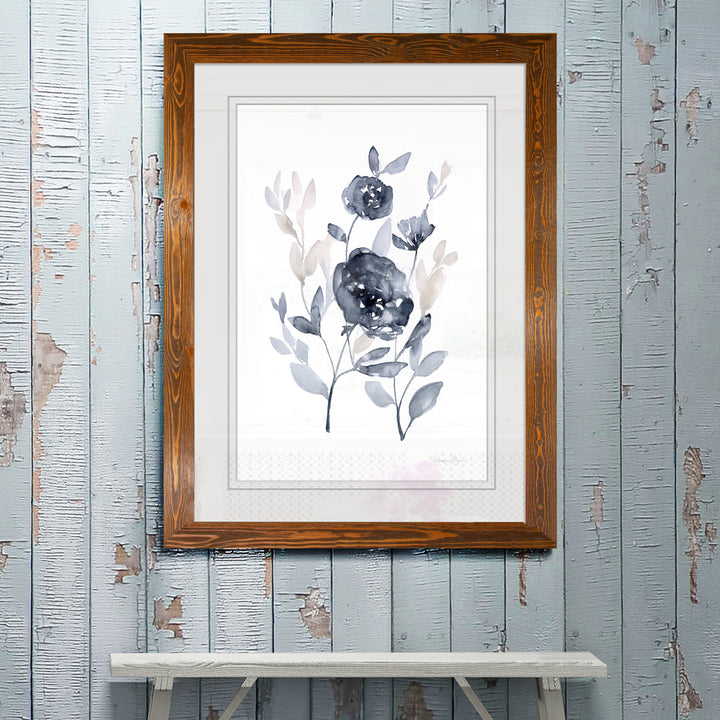 Peonies In Gray II' - Picture Frame Print on Glass Winston Porter Size: 32" H x 44" W x 1.25" D Format: Framed Maple Print