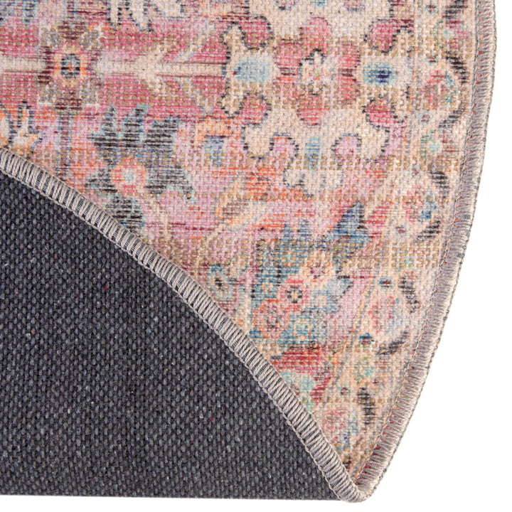Engelhardt Floral Machine Made Power Loom Chenille Area Rug in Ivory/Pink Mistana™ Rug Size: Oval 5'3" x 8'