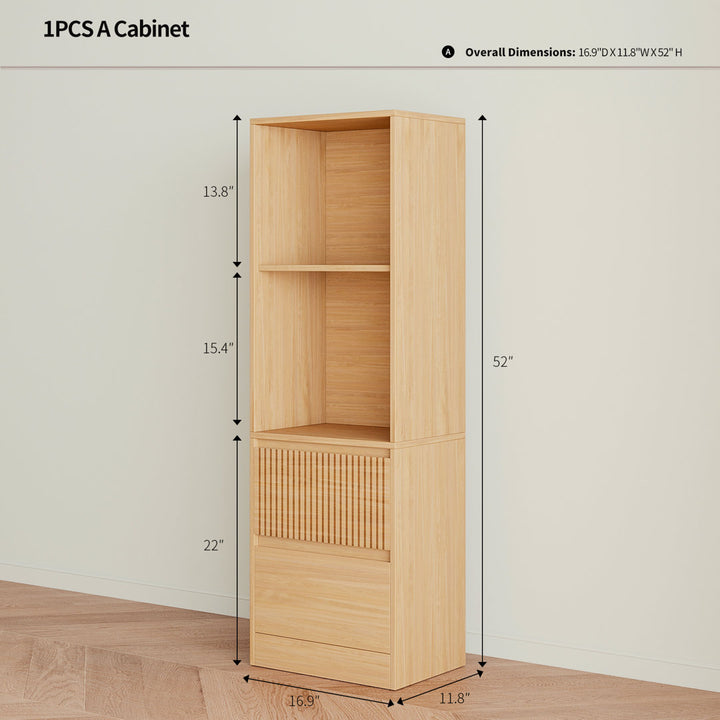 Branigans 5 Pcs 2-Tier Cube Bookshelf Storage Cabinet With Double Drawer And Shelf Latitude Run®