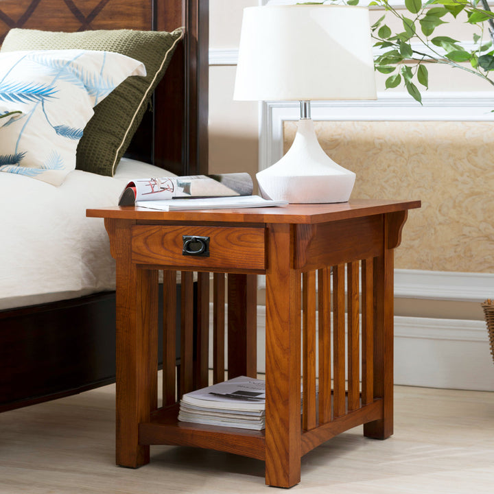 Mission Solid Wood End Table in Medium Oak Loon Peak®