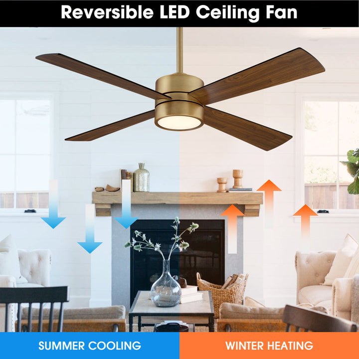 52" 4 - Blade Ceiling Fan With LED Lights And Remote Control Included Wade Logan®