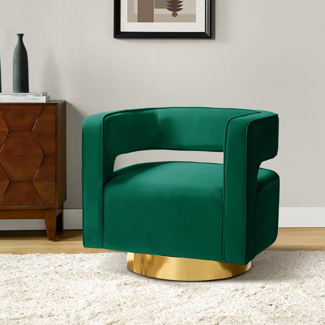 Aysha Velvet Swivel Barrel Chair Willa Arlo™ Interiors Fabric: Green Velvet