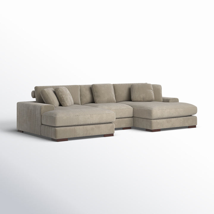 Cabbar 3-Piece Upholstered Sectional Wade Logan® Body Fabric: Camel Corduroy