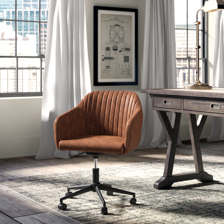 Flannigan Polyurethane Task Chair Greyleigh™ Upholstery Color: Brown