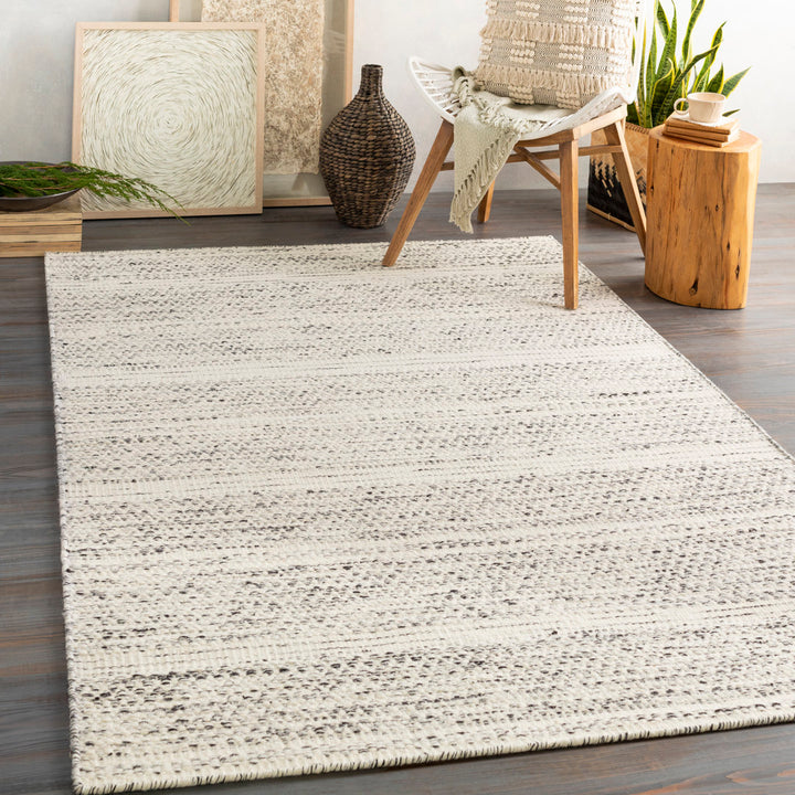 Sylvie Chevron Flatweave Wool Cream/Black Area Rug Kelly Clarkson Home Rug Size: Rectangle 5' x 7'6"