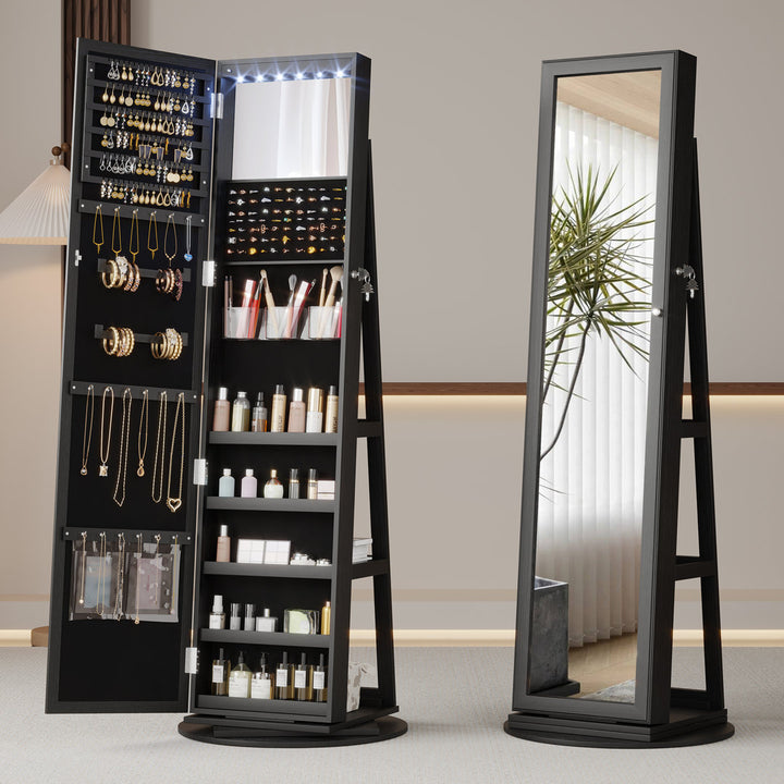 Chrisney 21.6'' Wide Jewelry Armoire with Mirror Loon Peak® Color: Black