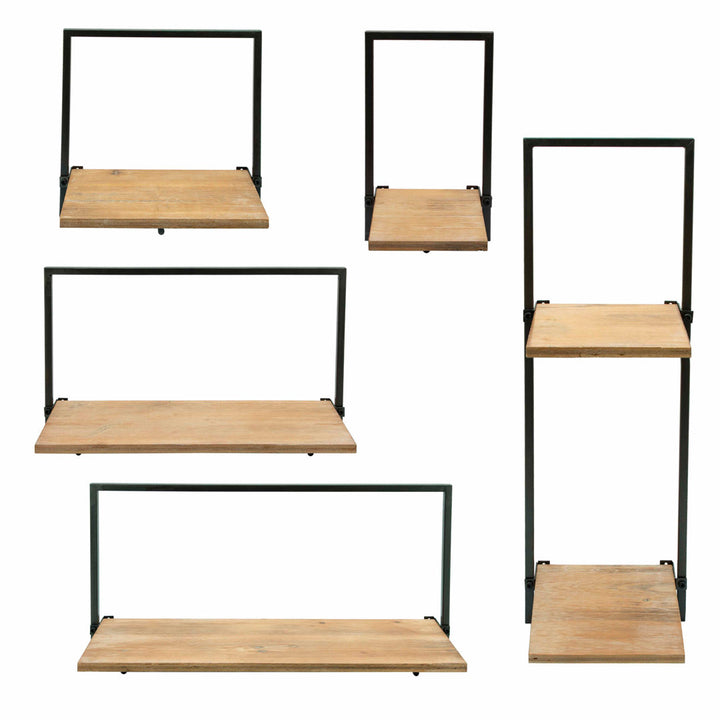 Modern Set of 3 Metal and Wood Storage Shelves (Set of 5) Latitude Run®
