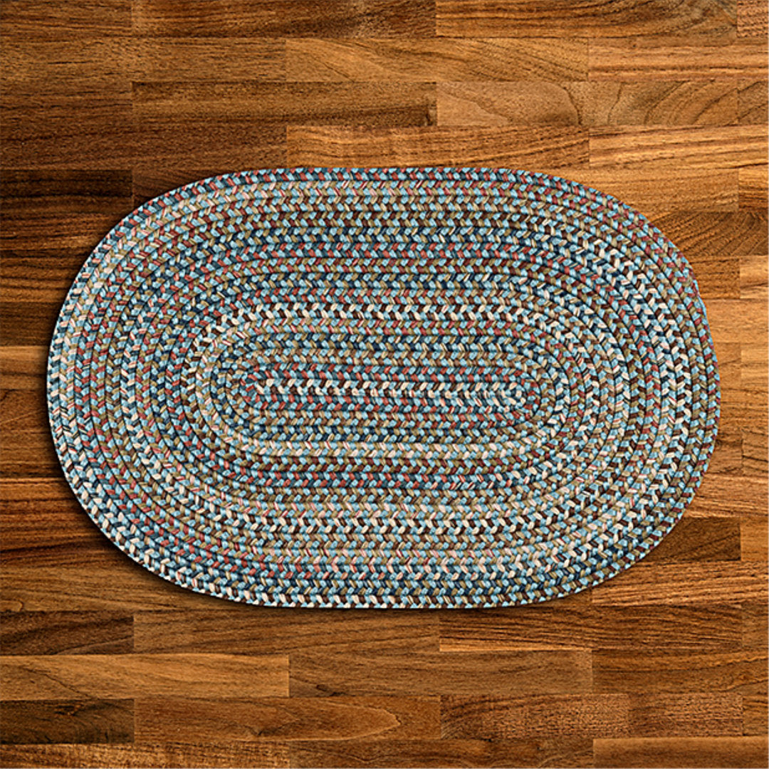 Kipton Reversible Area Rug - Light Blue Charlton Home® Rug Size: Oval 5' x 8'