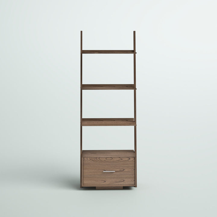 69'' H x 24.75'' W Solid Wood Ladder Bookcase Ebern Designs Color: Driftwood