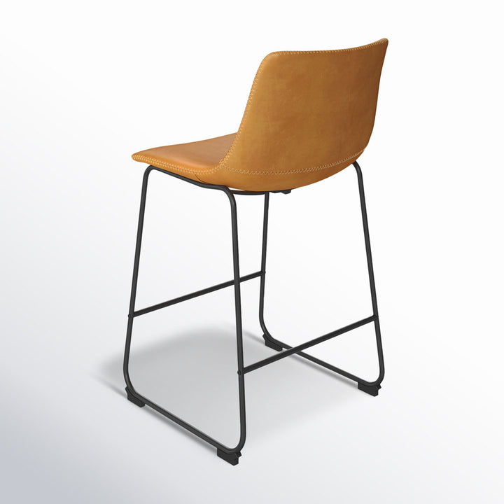 Nia Vegan Leather Bar & Counter Stool (Set of 2) AllModern Frame Color: Black Upholstery: Light Brown Vegan Leather, Seat Height: Counter Stool (24" Seat Height)
