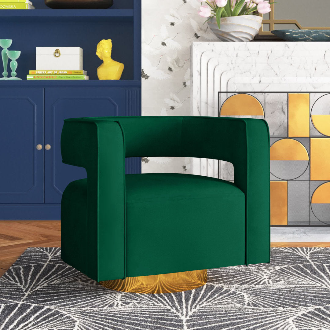 Aysha Velvet Swivel Barrel Chair Willa Arlo™ Interiors Fabric: Green Velvet