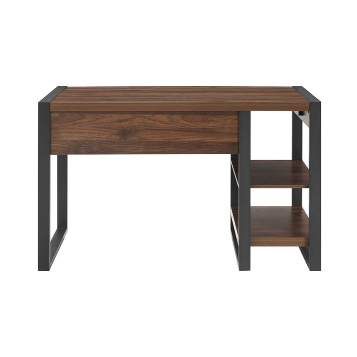 Aalyssa 1-Drawer Desk with USB Port Wade Logan® Color (Top/Frame): Dark Walnut/Black