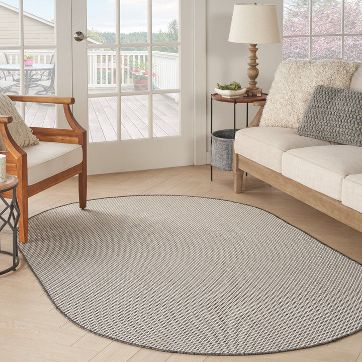 Leia Ivory/Charcoal Gray Indoor / Outdoor Area Rug Sand & Stable™ Rug Size: Oval 5' x 8'