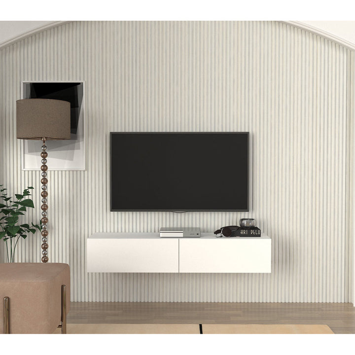 Dashay 53.15'' W Floating Storage Credenza Ebern Designs Color: White