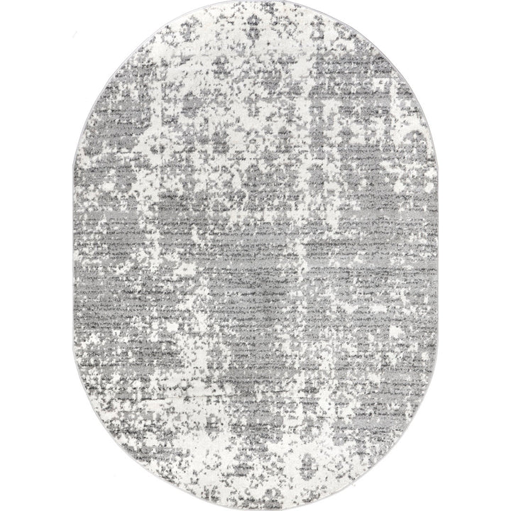 Deedra Modern Abstract Power Loom Performance Gray/White Rug 17 Stories Rug Size: Oval 4' x 6'