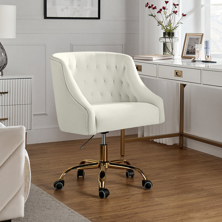 Louise 35.5'' H Velvet Hand-Curated Task Chair with Button Tufted Kelly Clarkson Home Upholstery Color: Ivory Velvet