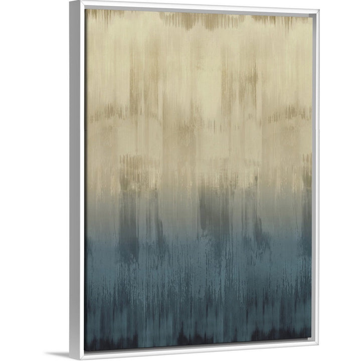 Abstract Drip Light Blue Tan by David Moore - Painting Print on Canvas Wrought Studio™ Size: 42" H x 32" W x 1.75" D Format: White Floater Framed Canvas