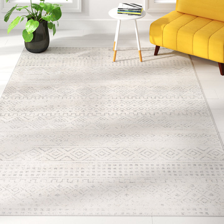 Herrod Machine Woven Gray/Ivory Area Rug Zipcode Design™ Rug Size: Square 7'10"