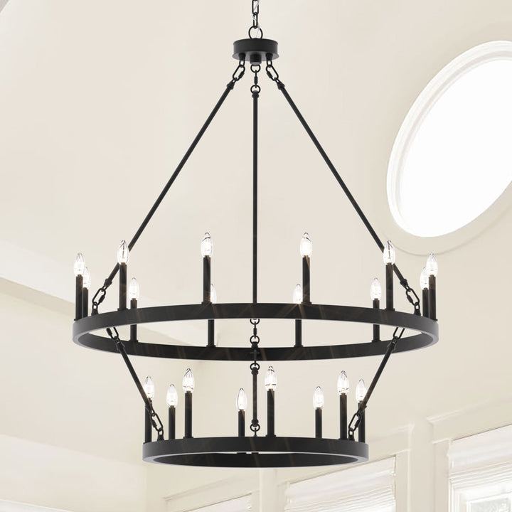 Avalee 20 - Light Steel Dimmable Wagon Wheel Chandelier Lark Manor™ Finish: Aged Zinc