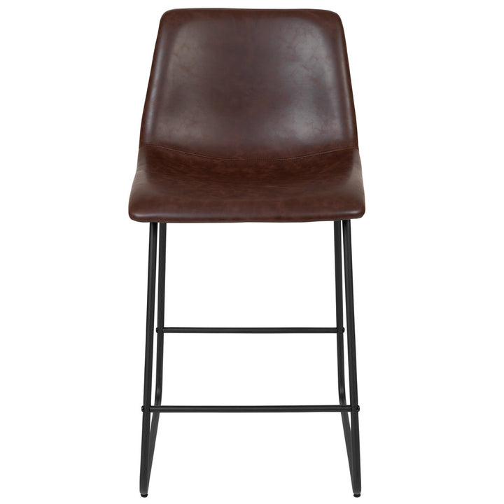 Liekele Upholstered Counter Height Modern Dining Stools by Flash Furniture (Set of 2) Ivy Bronx Seat Height: Counter Stool (24” Seat Height), Upholstery: Dark Brown Faux Leather