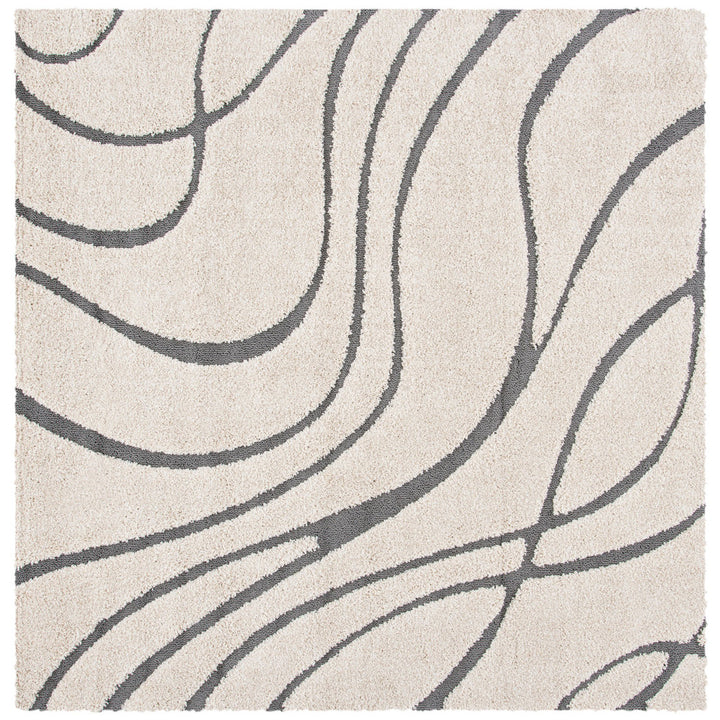 Ashal Abstract Cream/Gray Area Rug Wade Logan® Rug Size: Square 4'
