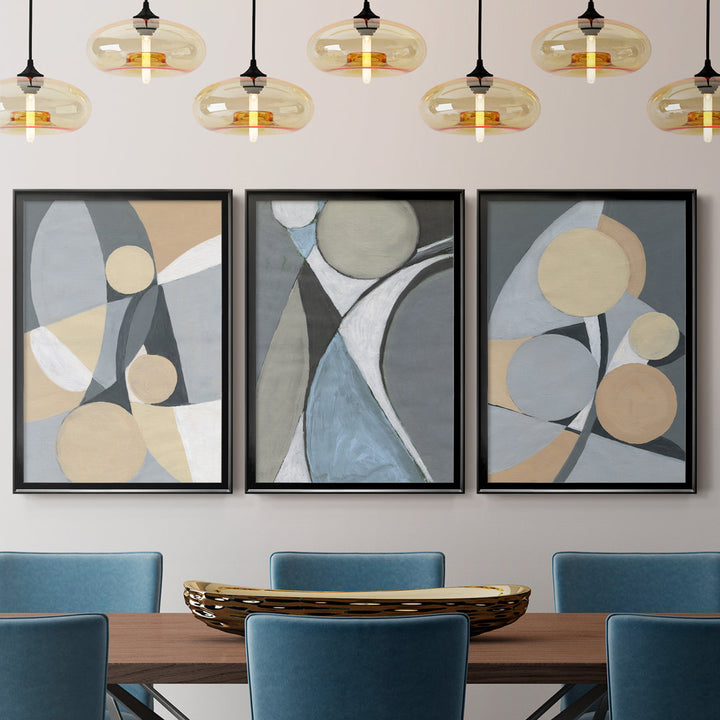 A Soft Jeweled Geometric II - 3 Piece Painting Print Set (Set of 3) Wade Logan® Size: 26.5" H x 109.5" W x 1.5" D Format: Black Framed Canvas
