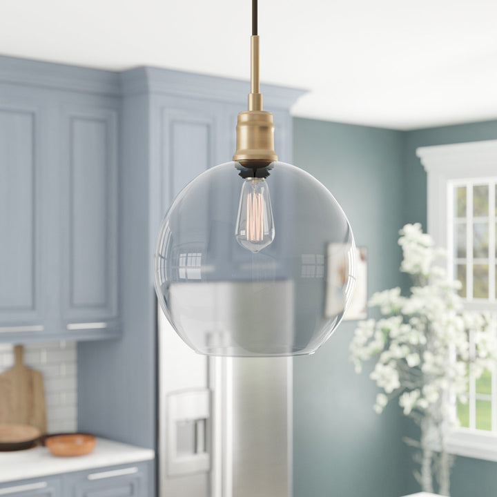Hammel 1 - Light Single Globe Pendant Wade Logan® Size: 14.8" H x 12.5" W x 12.5" D Finish: Brass