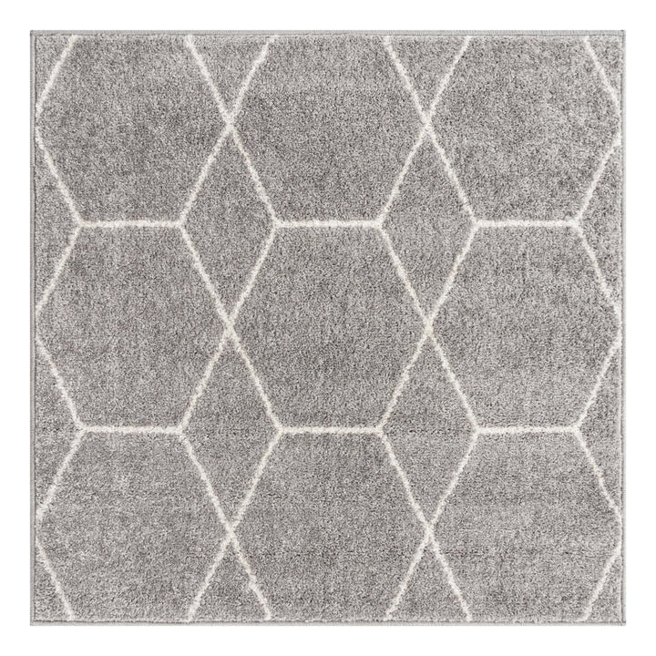Debrodie Geometric Light Gray Area Rug George Oliver Rug Size: Square 3'