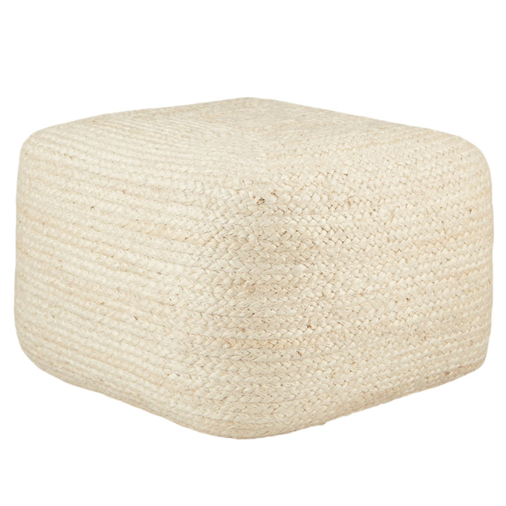 Cicero 18" Wide Square 100% Braided Jute Pouf Ottoman/Foot Stool by Jaipur Living The Twillery Co.® Body Fabric: White Jute