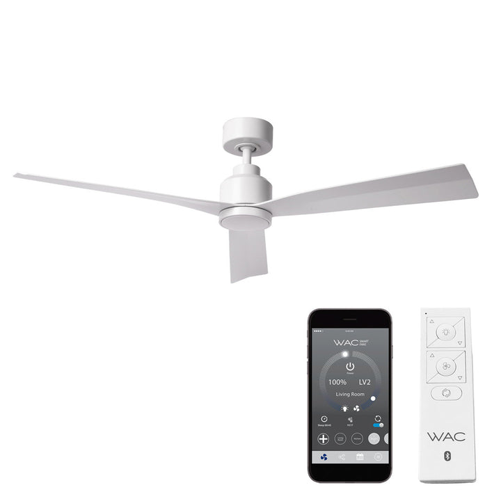 52" Smart Home Compatible 3 Blade Smart Ceiling Fan with Remote WAC Limited Fans Finish: Matte White, Accessories: Without Light Kit