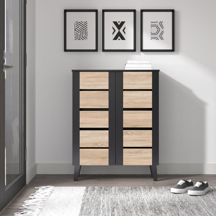 2-Door Wood Entryway 8 Pair Shoe Storage Cabinet Mercury Row®