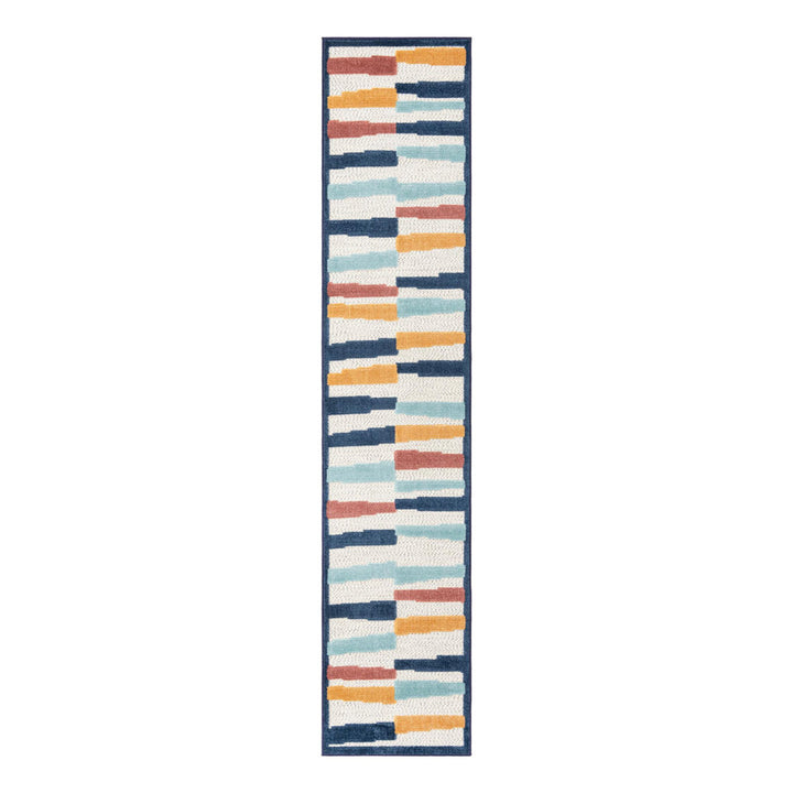 Berberia Striped Indoor / Outdoor Area Rug in Blue/Orange/Red Beachcrest Home™ Rug Size: Runner 2' x 10'