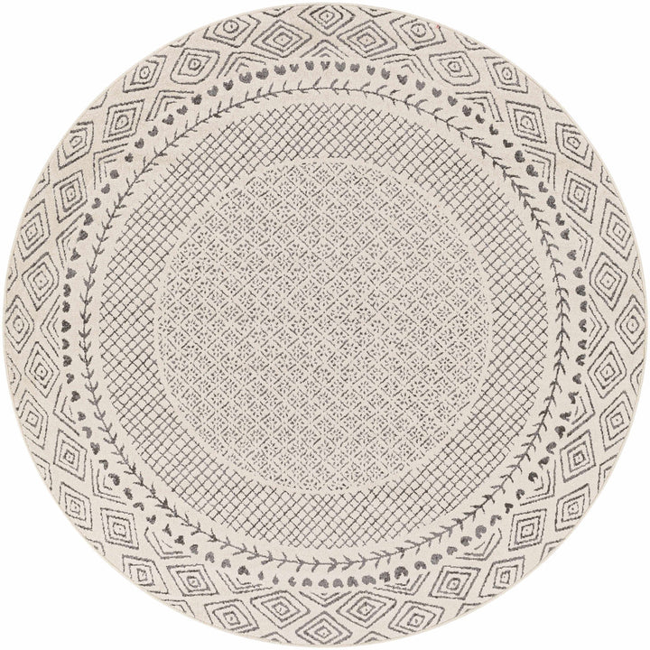 Calvo Light Beige/Charcoal Area Rug Wade Logan® Rug Size: Round 5'3"