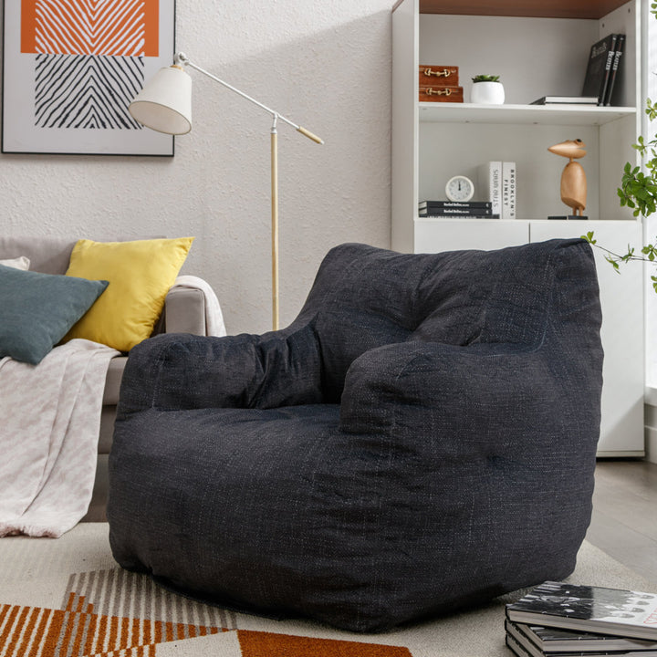 Medium Bean Bag Chair Viv + Rae™ Body Fabric: Dark Gray Teddy Linen