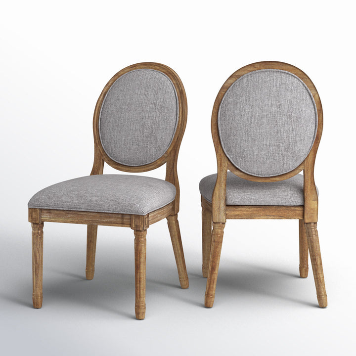 Libretto Linen Upholstered Side Chair (Set of 2) Kelly Clarkson Home Color: Gray Linen, Leg Color: Natural