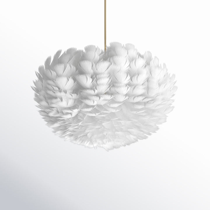 3 - Light Unique / Statement Globe Chandelier with Feather Accents Etta Avenue™ Shade Color: White