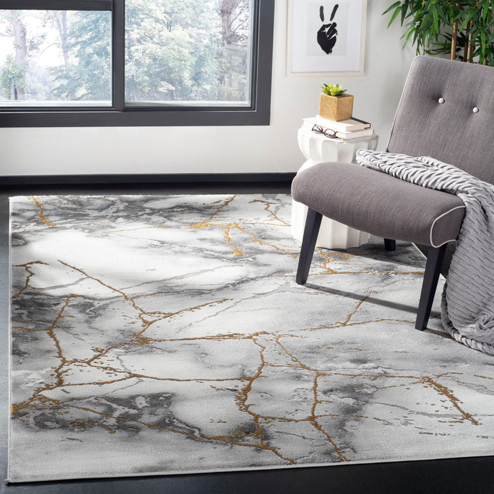Swindle Abstract Grey/Gold Area Rug Wade Logan® Rug Size: Rectangle 9' x 12'