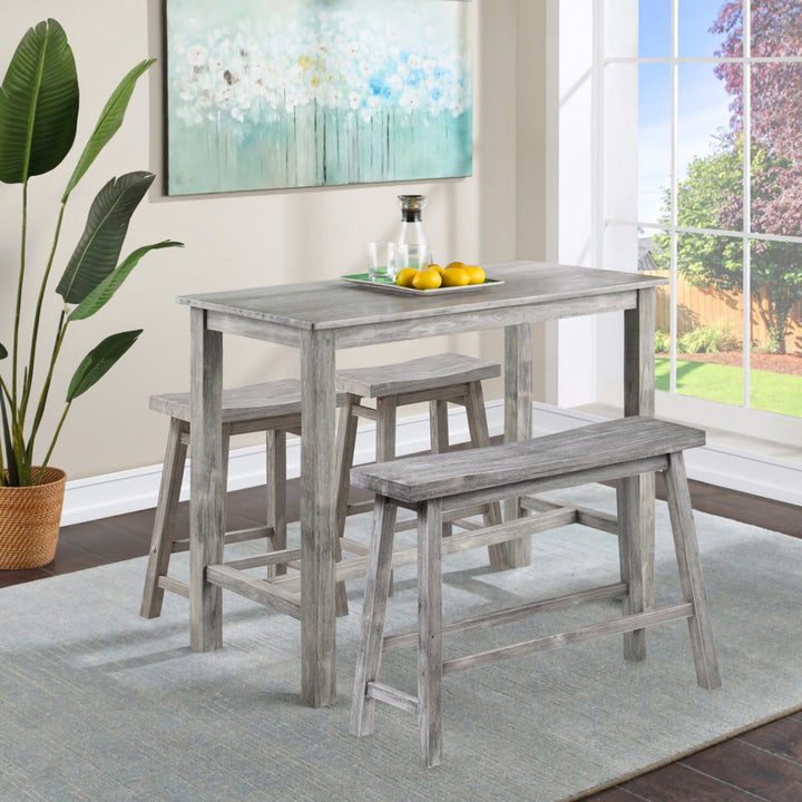 Colynn 4 - Person Counter Height Rubberwood Solid Wood Dining Set Dakota Fields Color: Storm Gray Wire-Brush