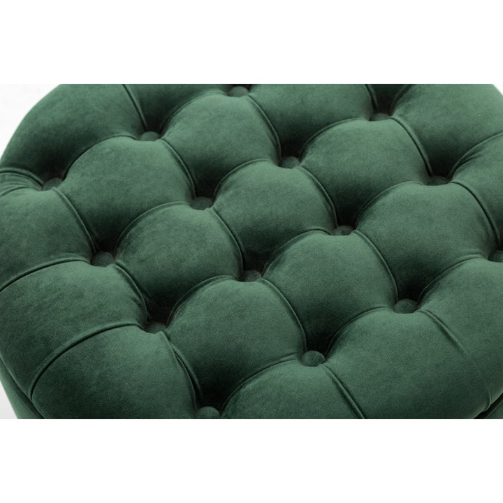 Doud 20" Wide Velvet Tufted Round Storage Ottoman Willa Arlo™ Interiors Fabric: Green Velvet